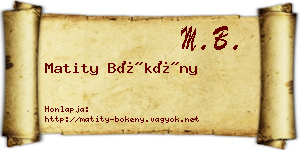 Matity Bökény névjegykártya